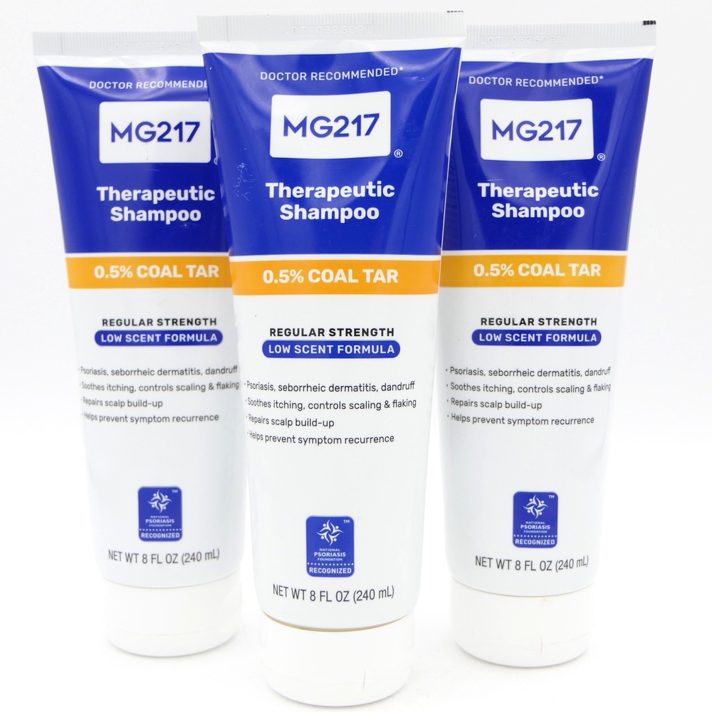 MG217 Therapeutic Shampoo 0.5% Coal Tar 3 Regular Strength Low Scent Pack 8oz Ea